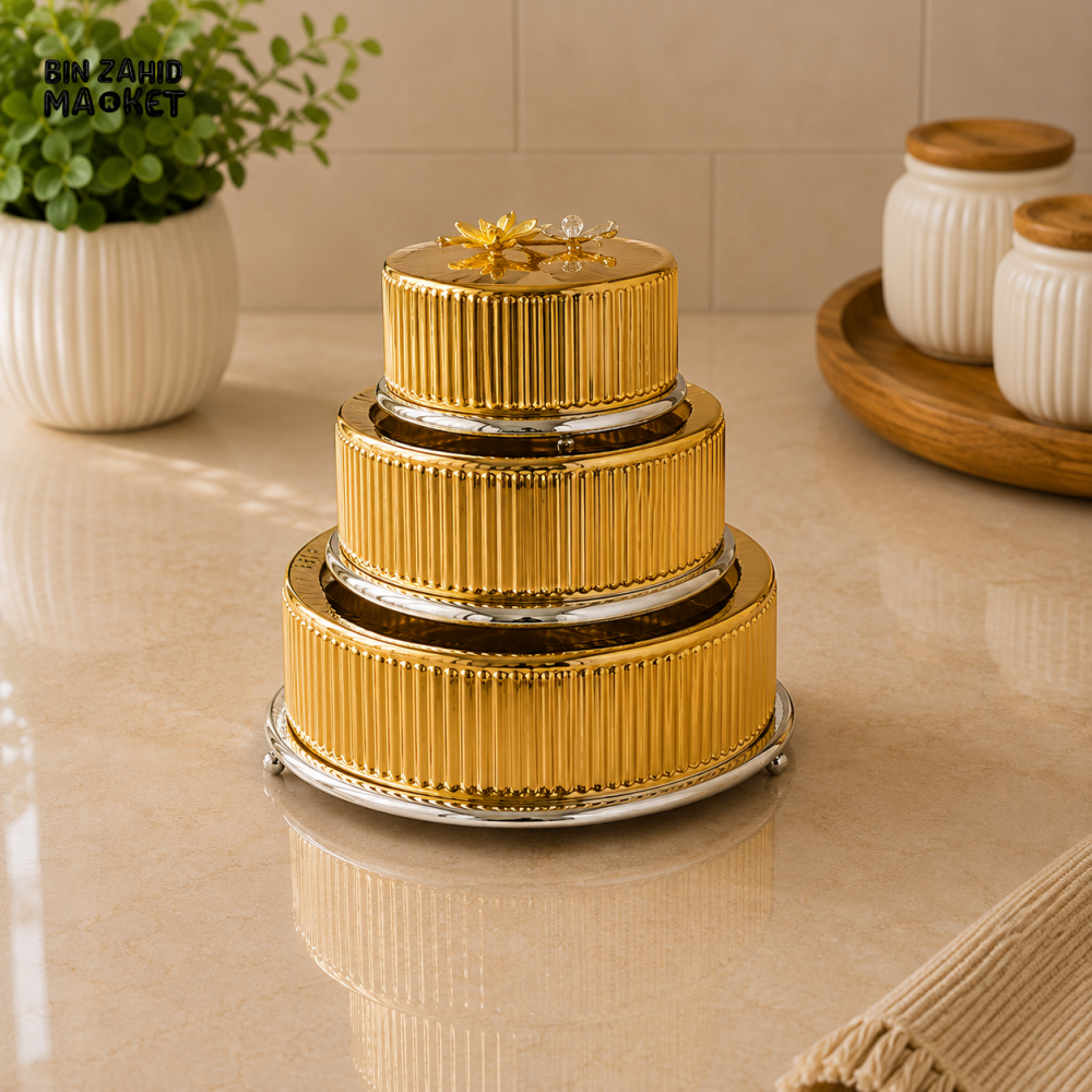 GOLDLUXA 3-PIECE ROUND STORAGE BOX SET - CIRCLE SHAPE