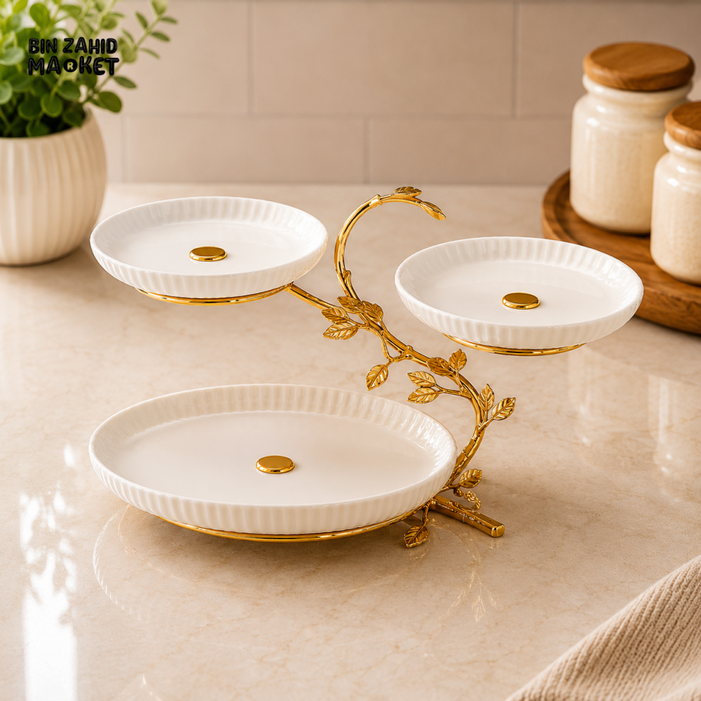 GOLDLUXA 3-TIER CERAMIC SERVING STAND
