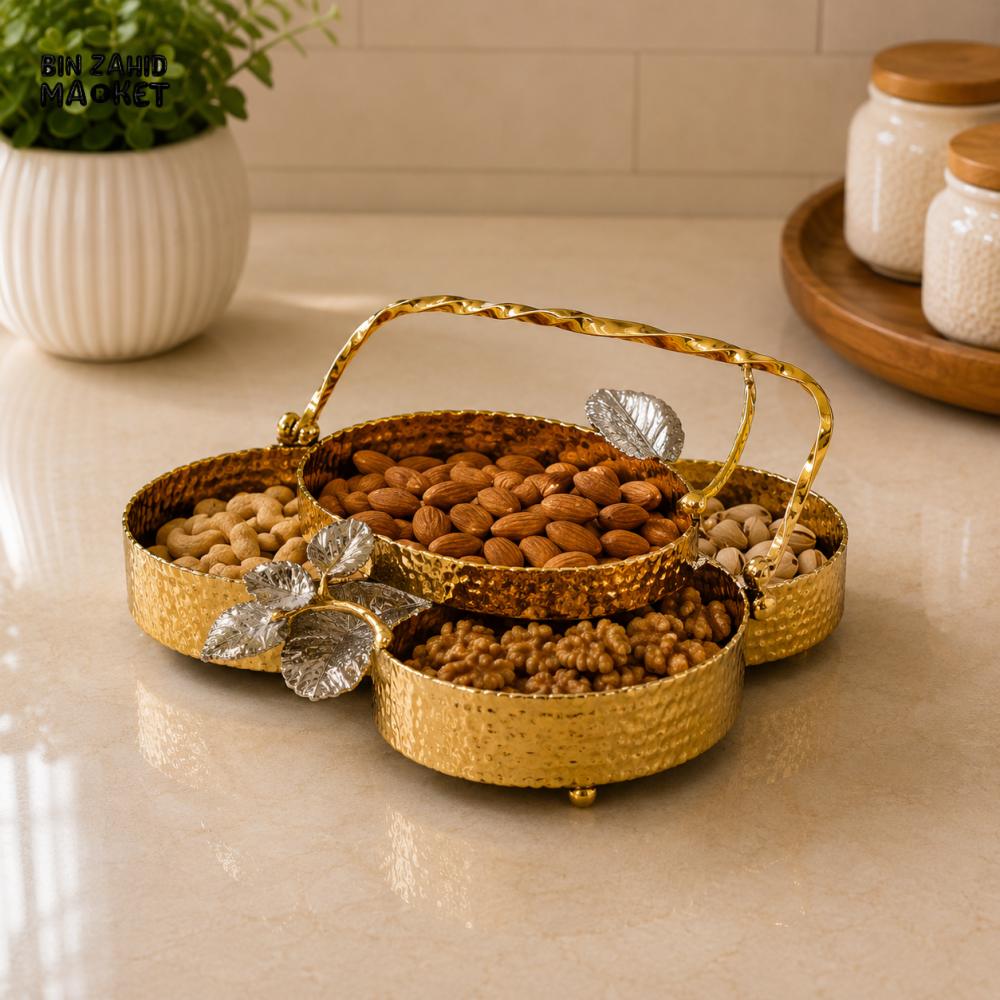 GOLDLUXA 5-SECTION DRY FRUIT SERVING TRAY