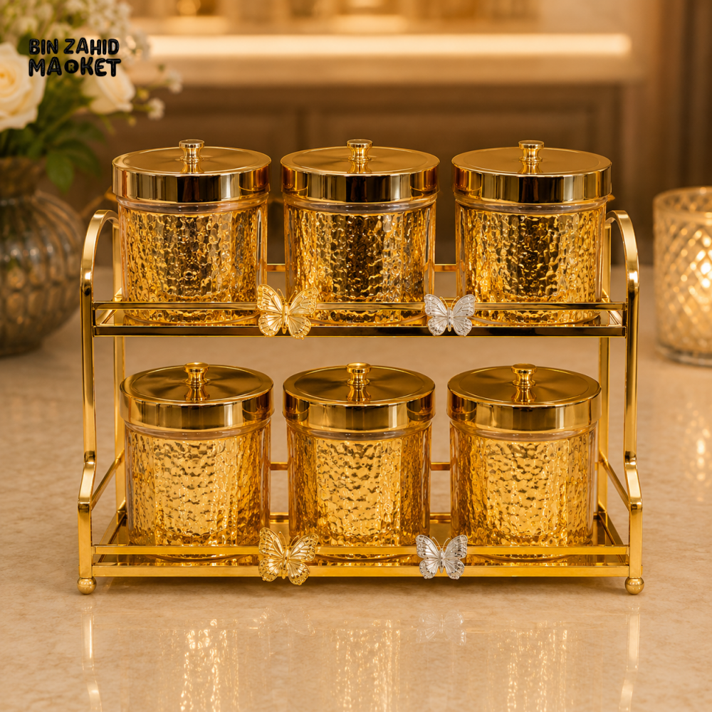 GOLDLUXA 6 PCS SPICE JAR SET WITH STAND