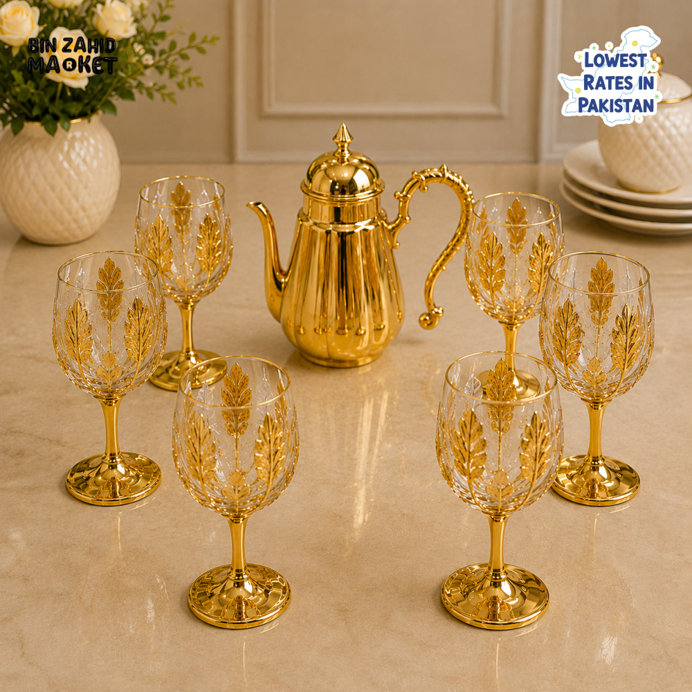 GOLDLUXA 6-PIECE GOBLET SET WITH TEAPOT