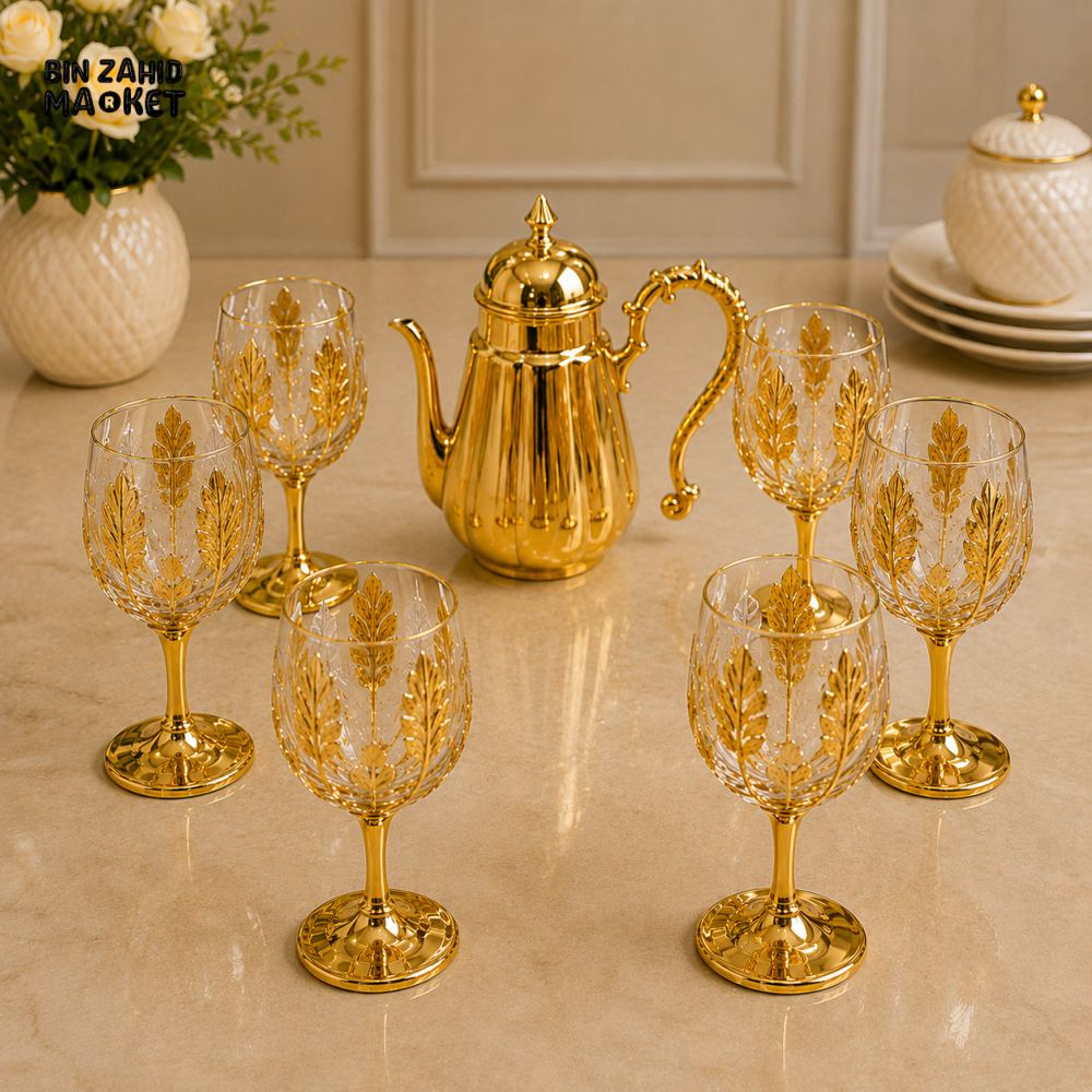 GOLDLUXA 6-PIECE GOBLET SET WITH TEAPOT