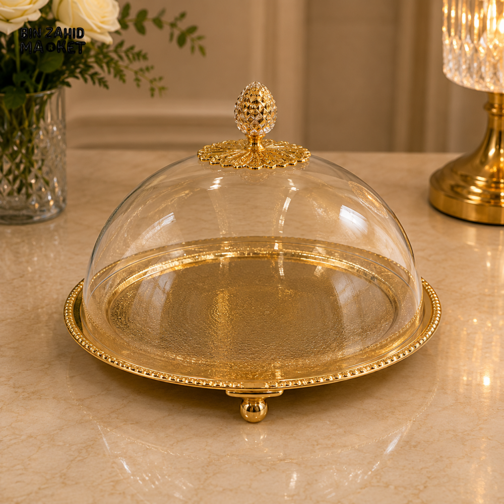 GOLDLUXA CAKE & DESSERT SERVER WITH DOME - ROUND SHAPE