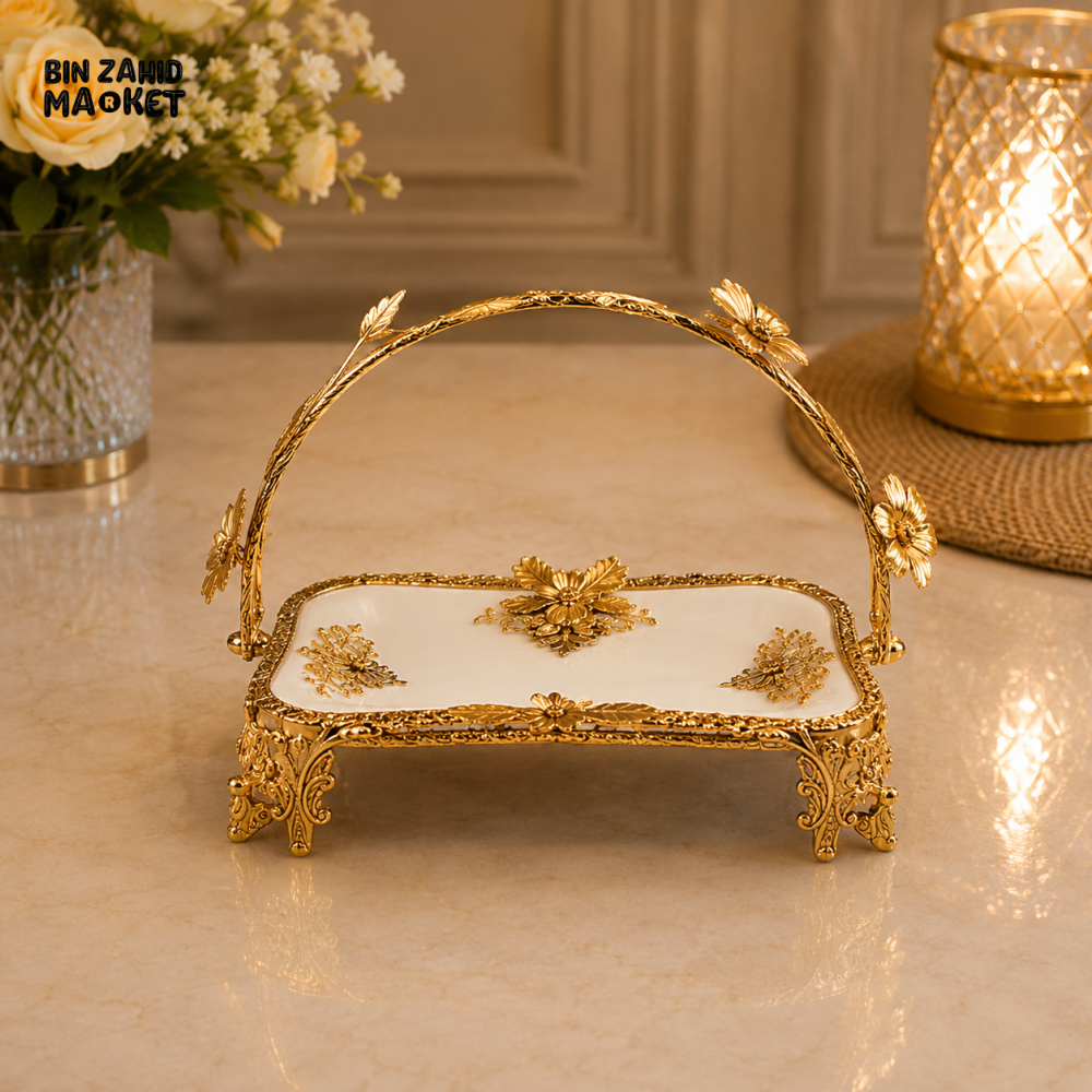 GOLDLUXA DECORATIVE SERVING TRAY WITH HANDLE