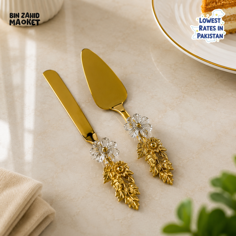 GOLDLUXA GOLD CAKE SERVER & KNIFE SET