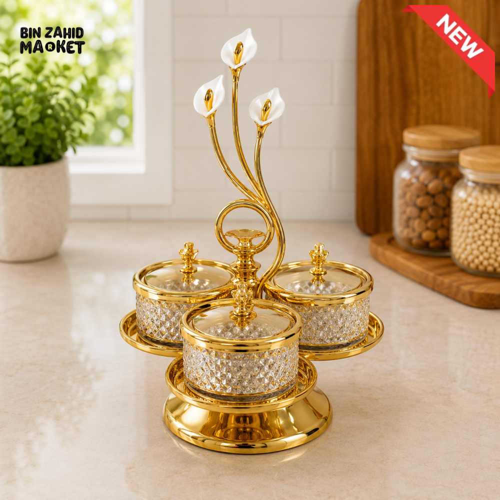 GOLDLUXA GOLD CONDIMENT SERVER SET