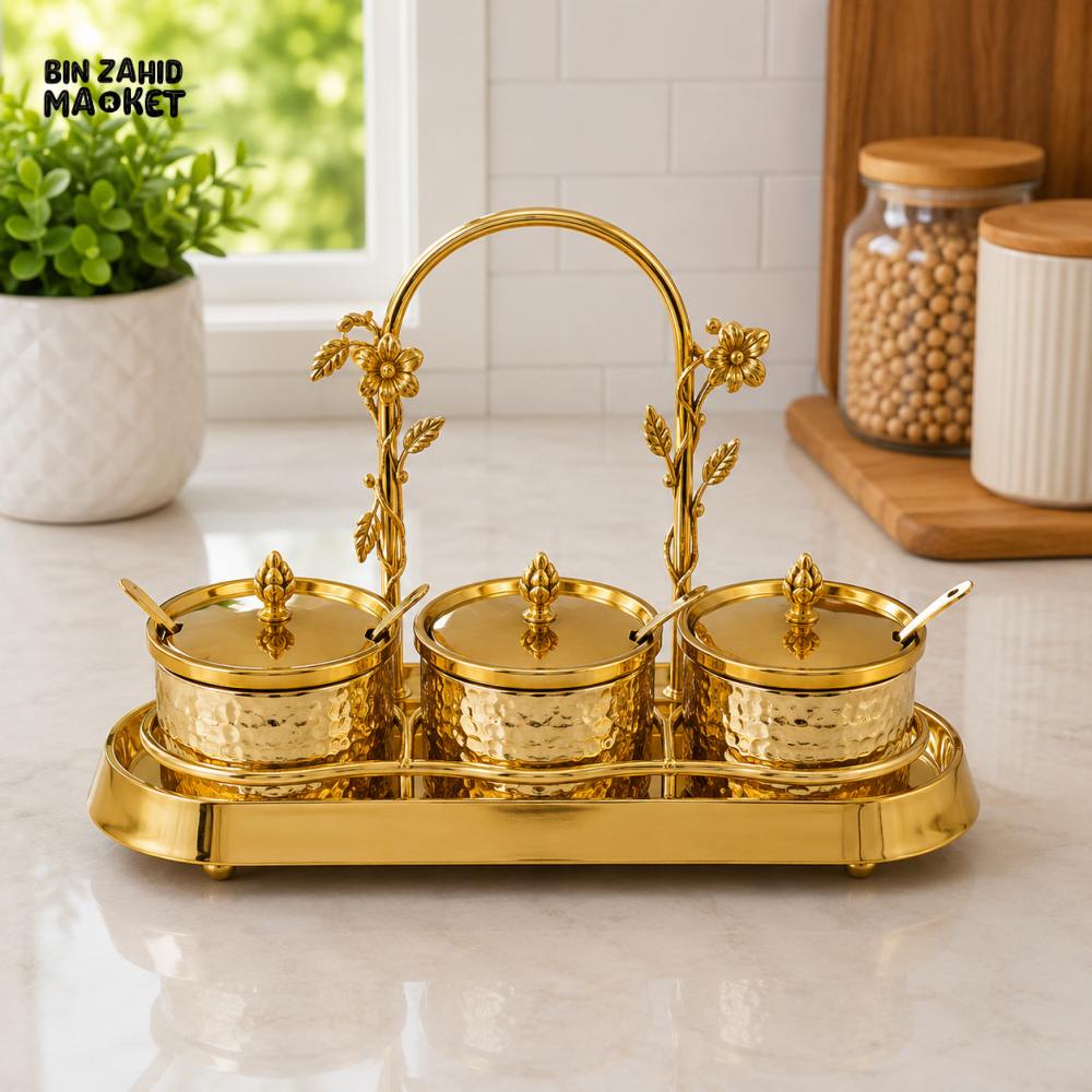 GOLDLUXA GOLD CONDIMENT SERVER SET