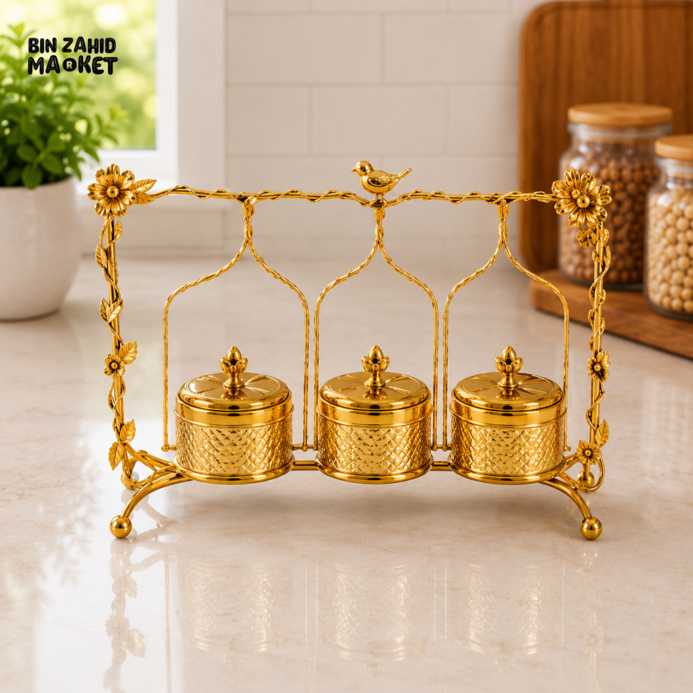 GOLDLUXA GOLD CONDIMENT SERVER SET