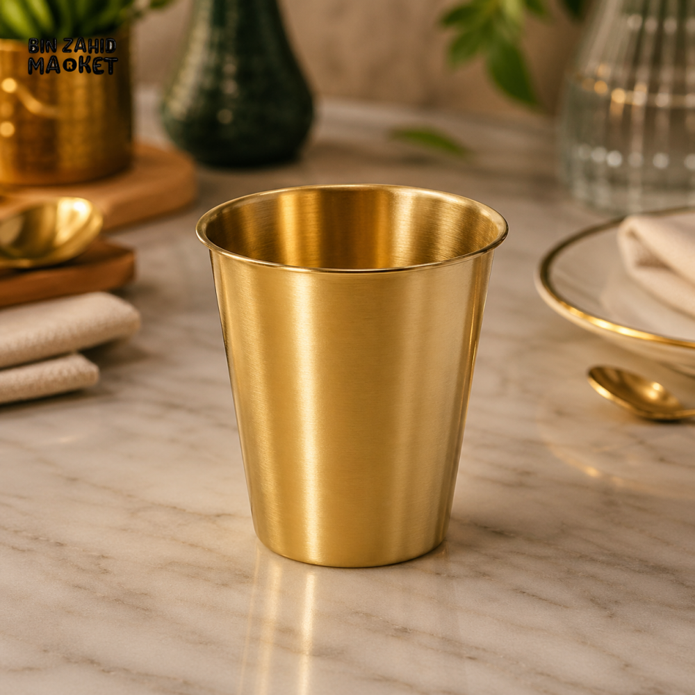 GOLDLUXA GOLDEN PLAIN GLASS PREMIUM STAINLESS STEEL DRINKING TUMBLER LUXURY KITCHEN TABLEWARE SIZE 300 ML