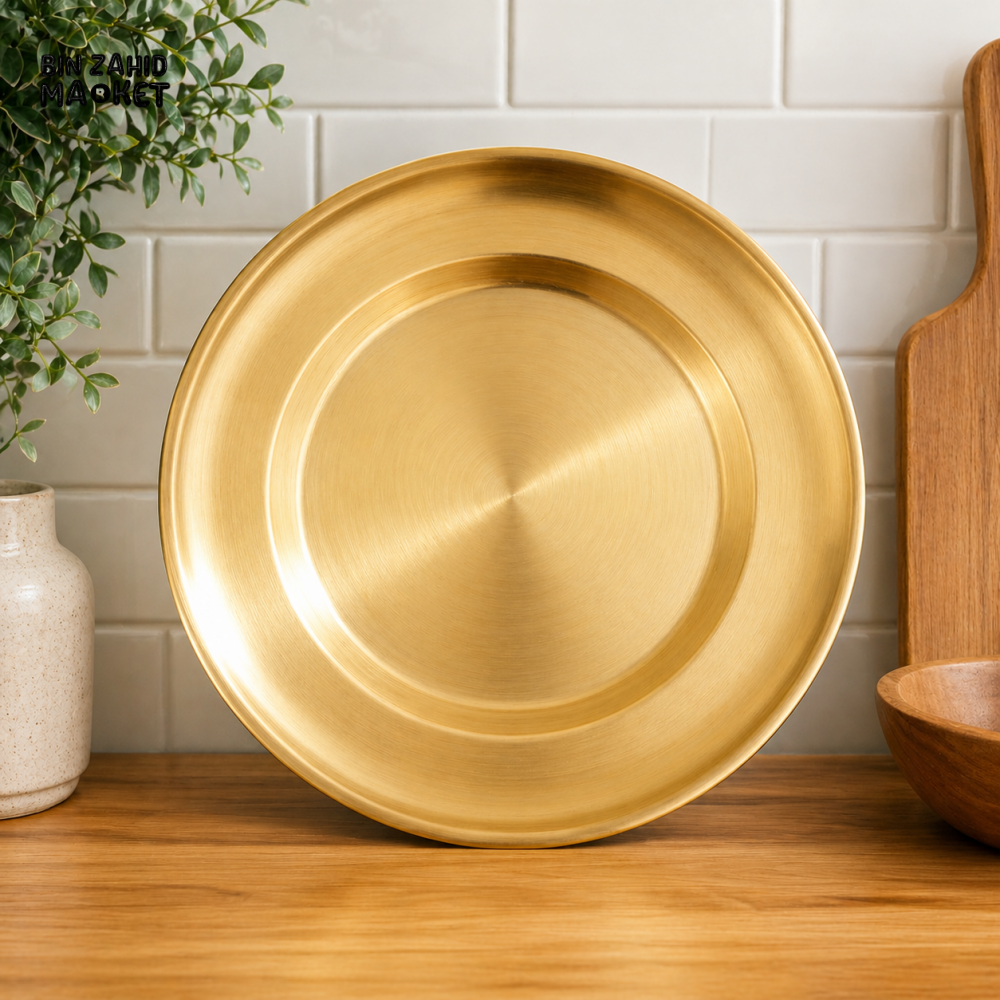 GOLDLUXA GOLDEN PLATE JULIANA STYLE PREMIUM STAINLESS STEEL SERVING DINNER PLATE 26 CM