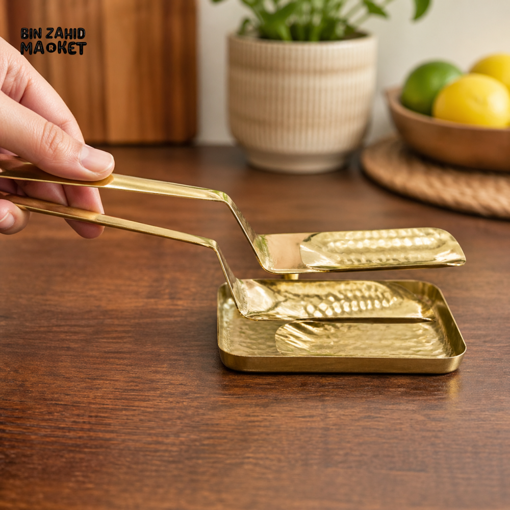 GOLDLUXA GOLDEN TONG #9660-T STAINLESS STEEL SERVING KITCHEN TONG ELEGANT FOOD PLATING TOOL 9 INCH