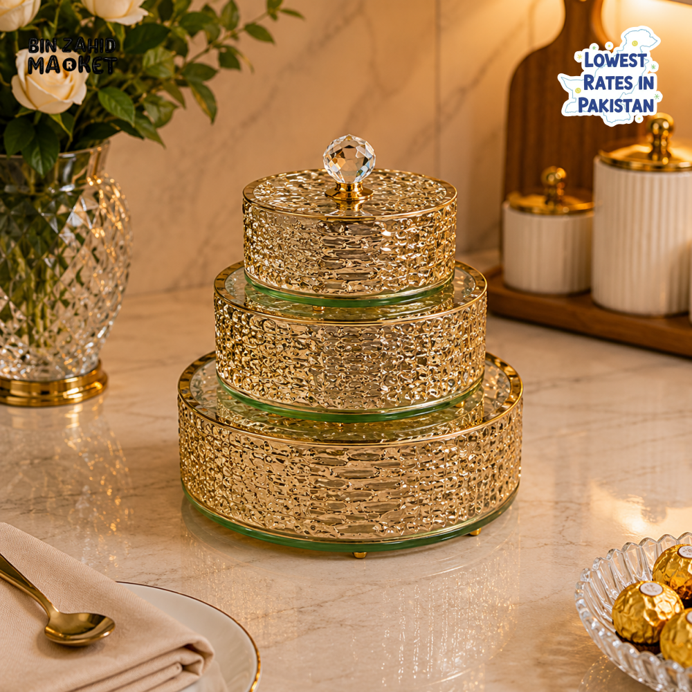 GOLDLUXA HAMMERED CRYSTAL 3 PCS CANDY SET