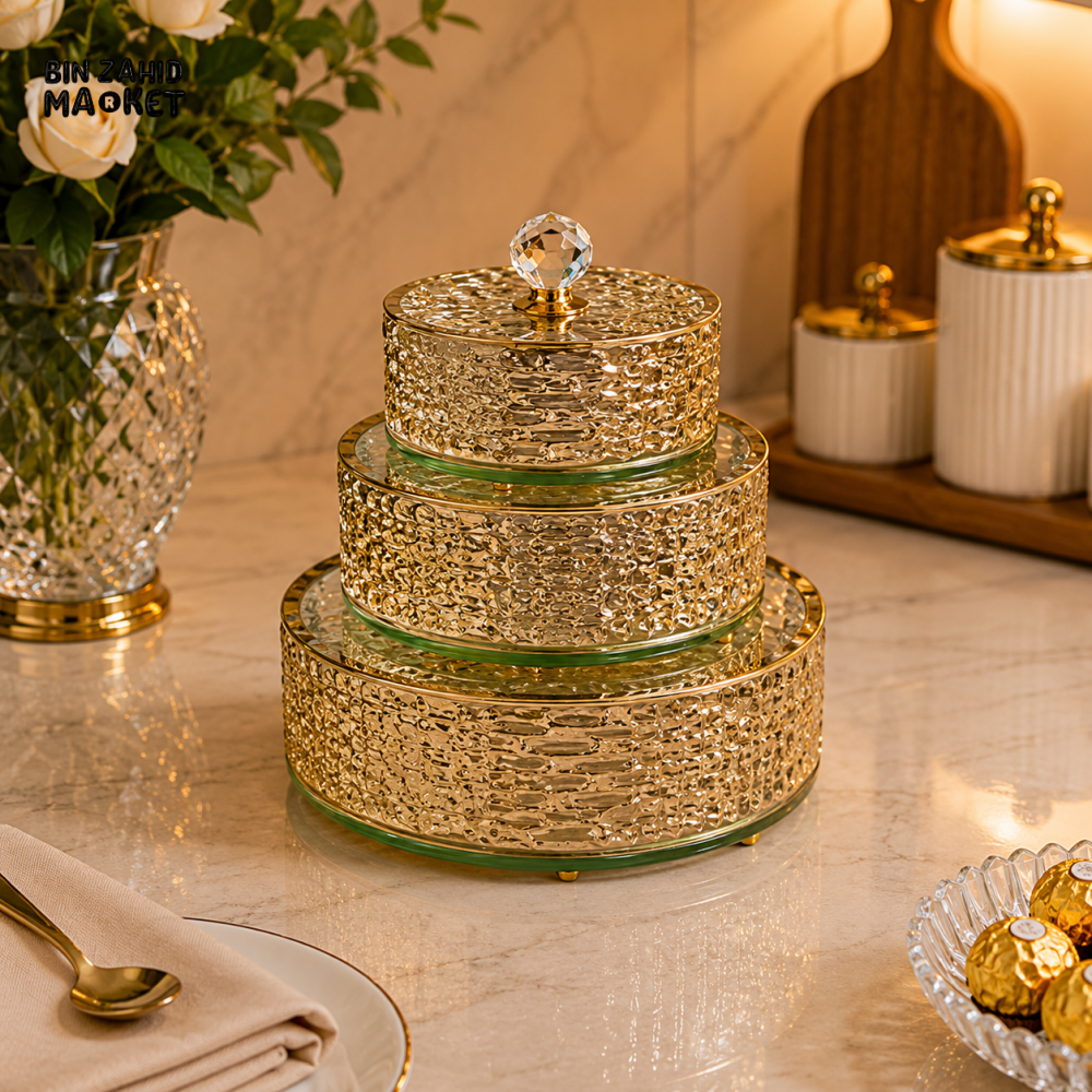 GOLDLUXA HAMMERED CRYSTAL 3 PCS CANDY SET