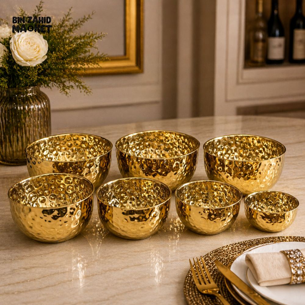 GOLDLUXA HAMMERED SERVING BOWL SET 7 PIECES
