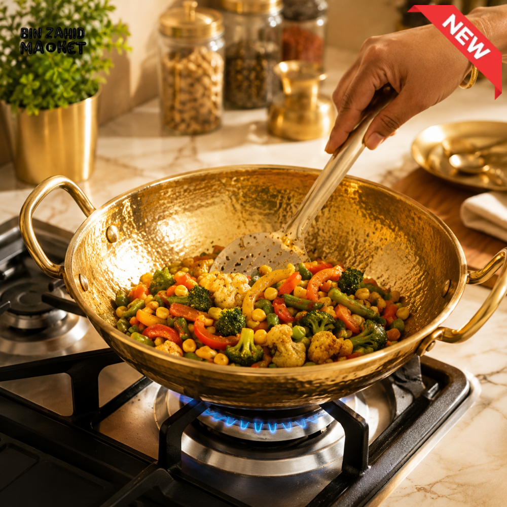 GOLDLUXA HAMMERED STAINLESS STEEL KADAI WOK