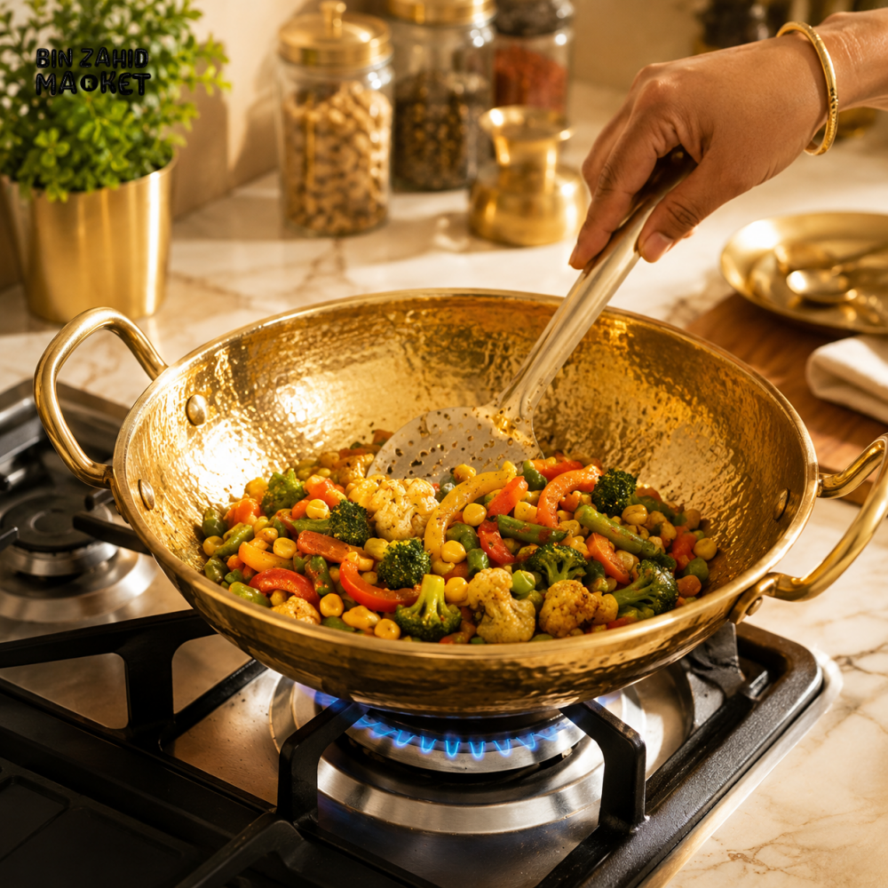GOLDLUXA HAMMERED STAINLESS STEEL KADAI WOK