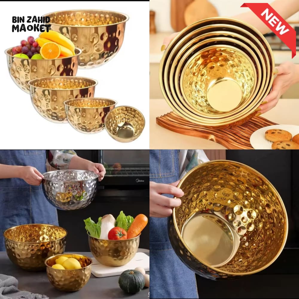 GOLDLUXA HAMMERED STAINLESS STEEL MIXING BOWL