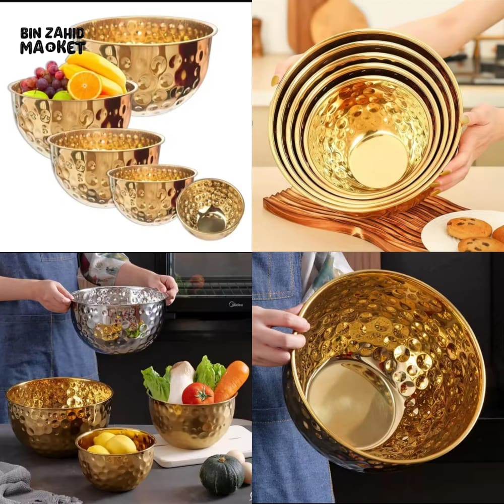 GOLDLUXA HAMMERED STAINLESS STEEL MIXING BOWL