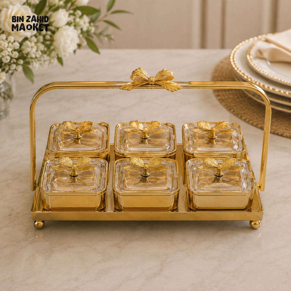 GOLDLUXA LUXURY 6-PIECE STORAGE JAR SET WITH TRAY