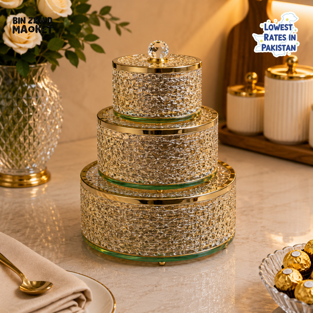 GOLDLUXA LUXURY HAMMERED 3 PCS CANDY SET