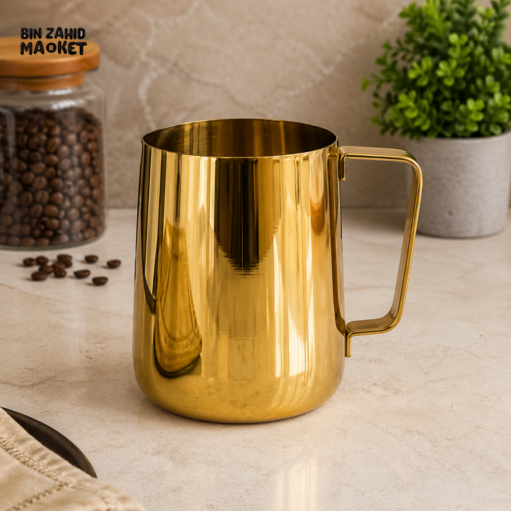 GOLDLUXA MILK FROTHING PITCHER JUG GOLDEN PREMIUM STAINLESS STEEL COFFEE LATTE ART STEAMING JUG SIZE 2000 ML