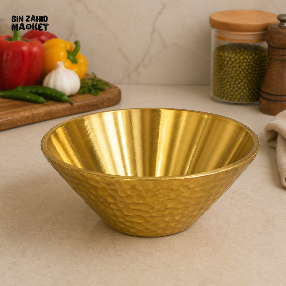 GOLDLUXA NEW STYLE HAMMERED GRAVY BOWL PREMIUM STAINLESS STEEL ROUND SERVING BOWL LUXURY KITCHEN TABLEWARE SIZE 23 CM