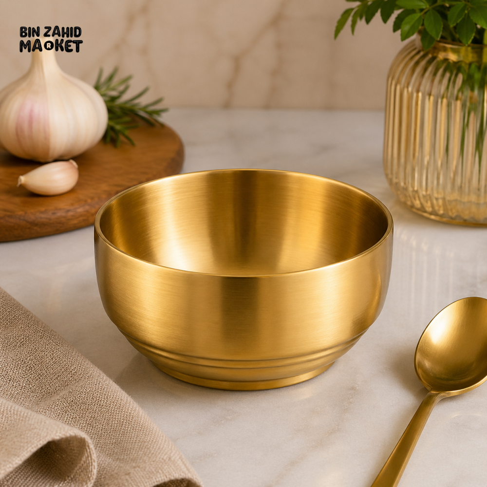GOLDLUXA NEW STYLE HEAVY GAUGE GOLDEN SOUP BOWL PREMIUM STAINLESS STEEL ROUND SERVING BOWL SIZE 11.5 CM