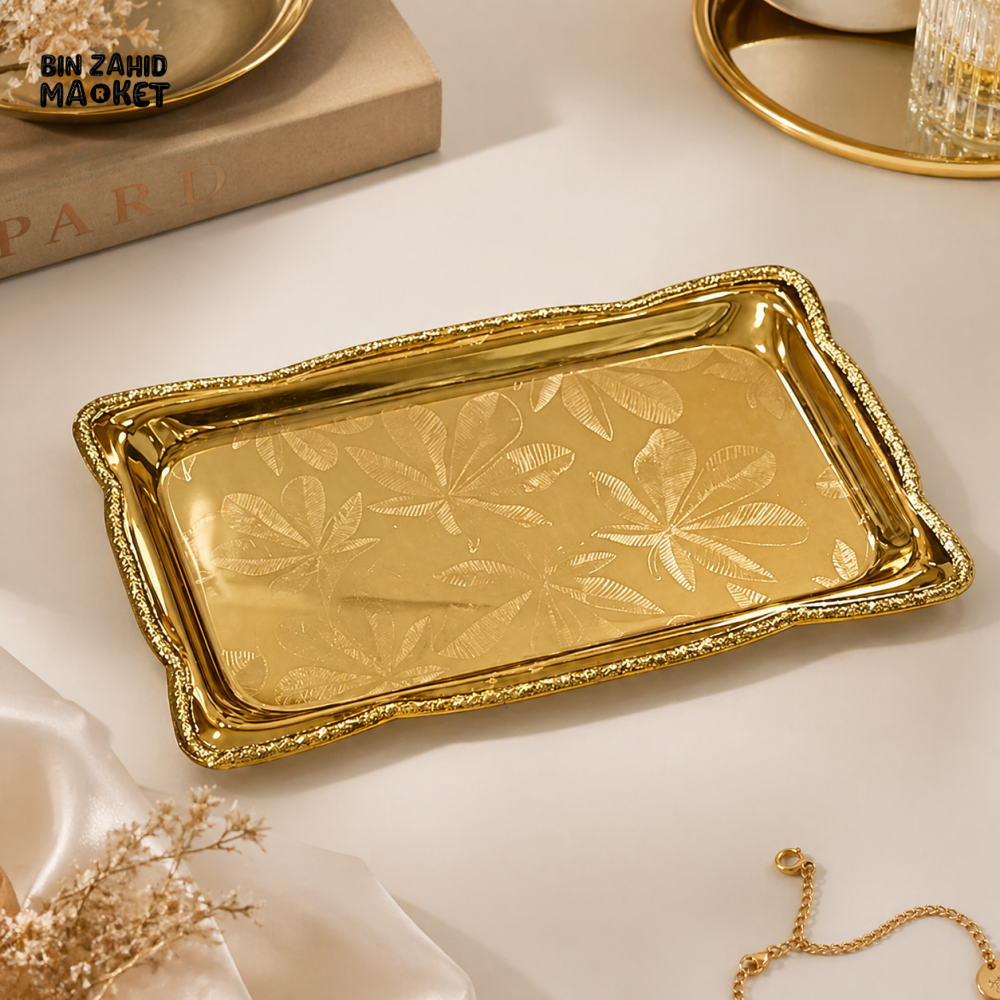 GOLDLUXA PREMIUM STAINLESS STEEL GOLDEN SERVING TRAY 17/28CM