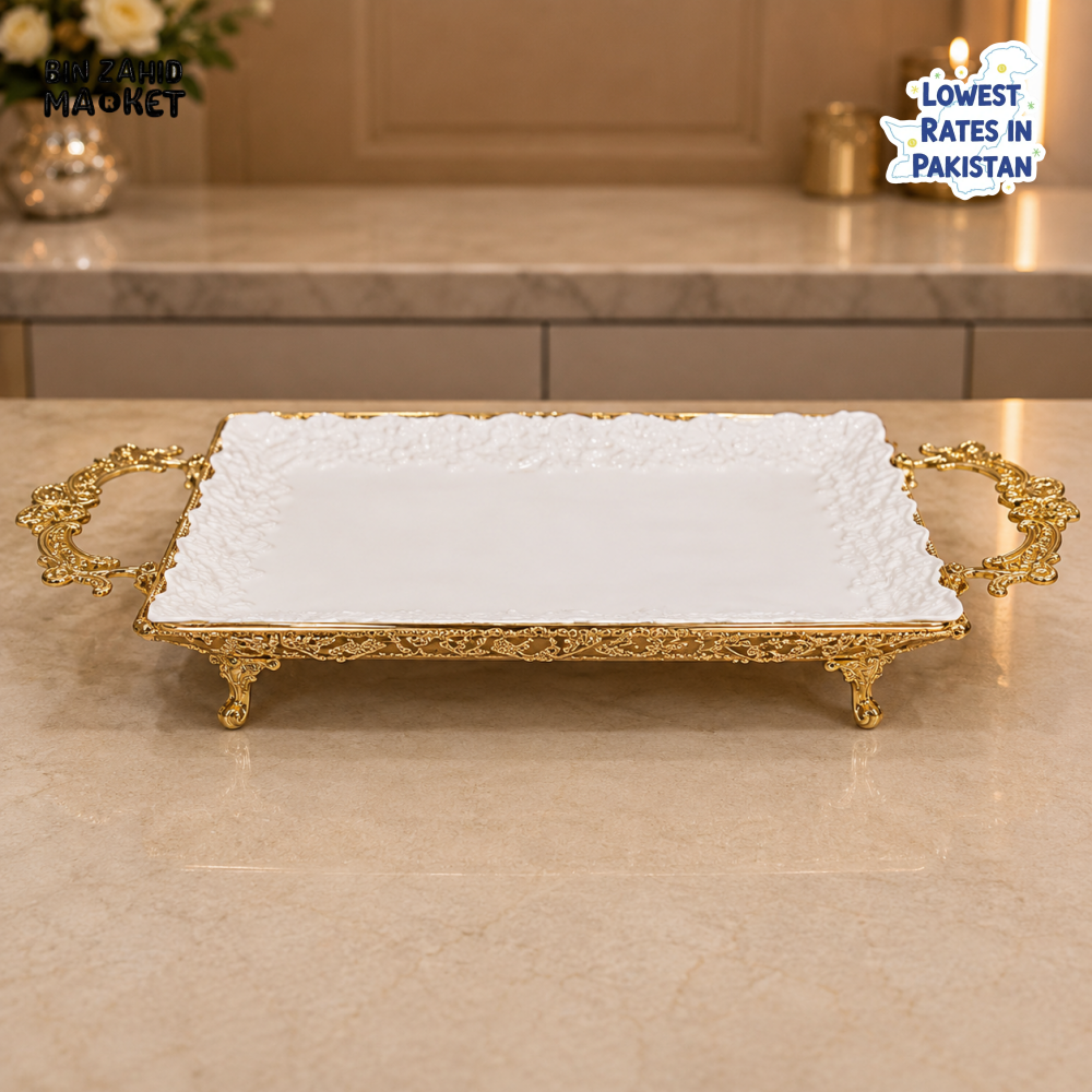 GOLDLUXA RECTANGULAR CERAMIC SERVING TRAY