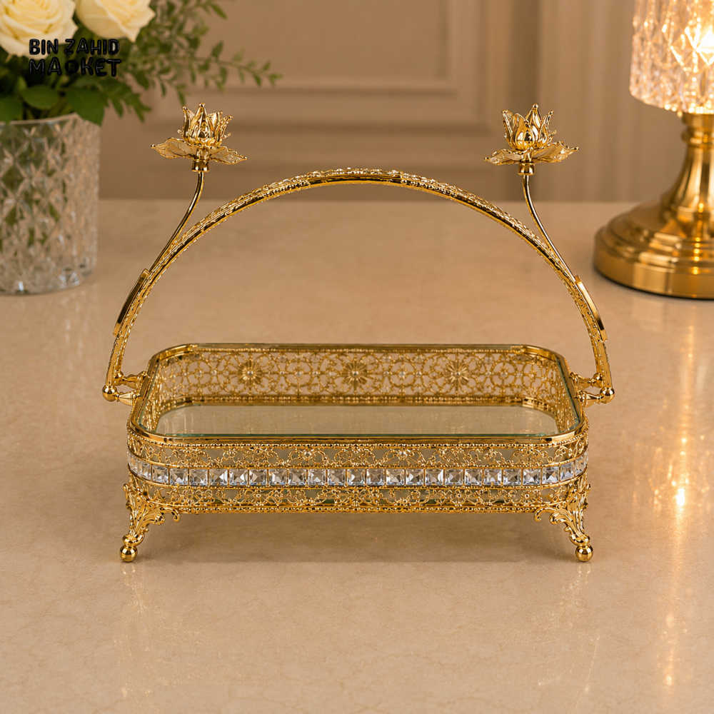 GOLDLUXA RECTANGULAR DECORATIVE SERVING BASKET