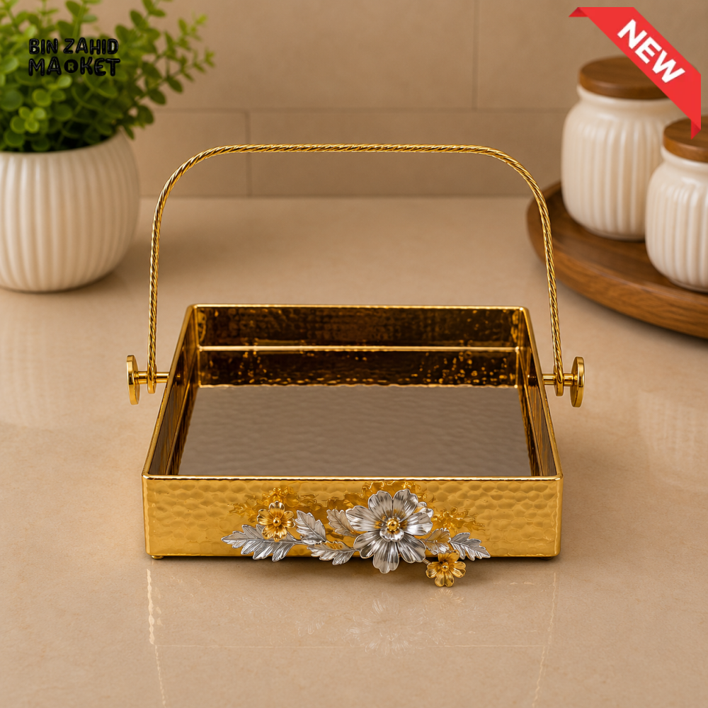 GOLDLUXA RECTANGULAR SERVING BASKET WITH HANDLE