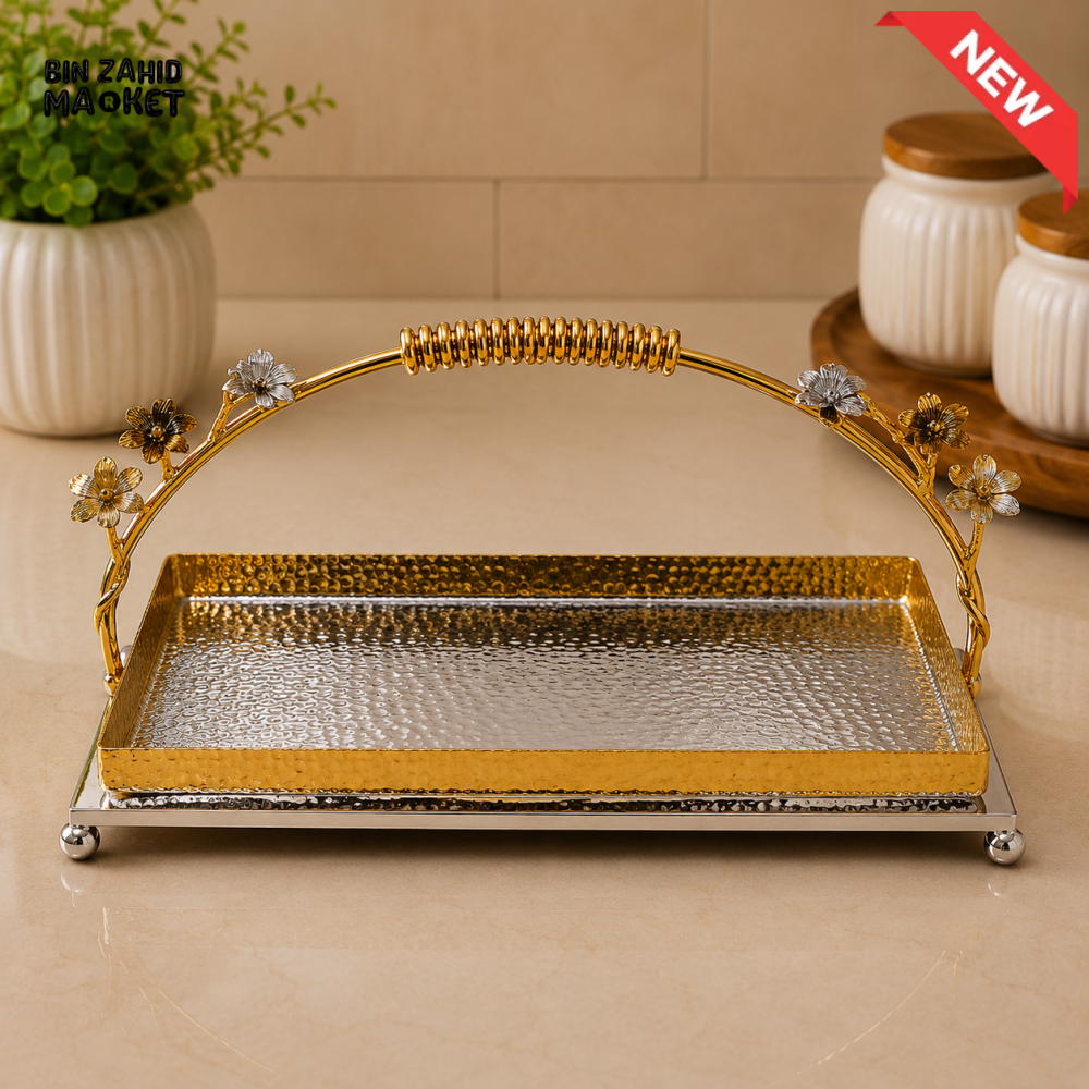 GOLDLUXA RECTANGULAR SERVING TRAY WITH HANDLE - LARGE