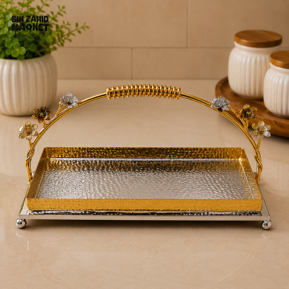 GOLDLUXA RECTANGULAR SERVING TRAY WITH HANDLE - MEDIUM