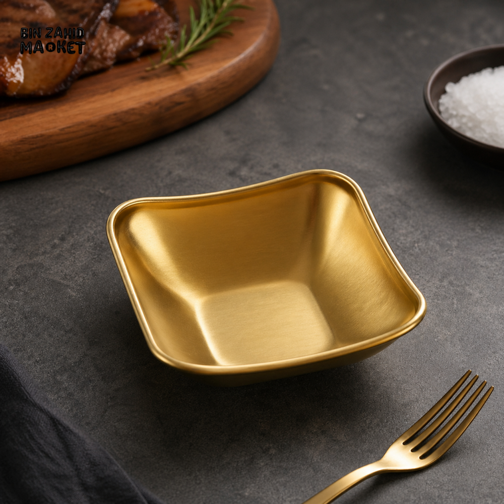 GOLDLUXA REMIKEN ONE DIP #4-29 GOLD METAL SQUARE DIP BOWL RAMEKIN SERVING DISH 4 INCH