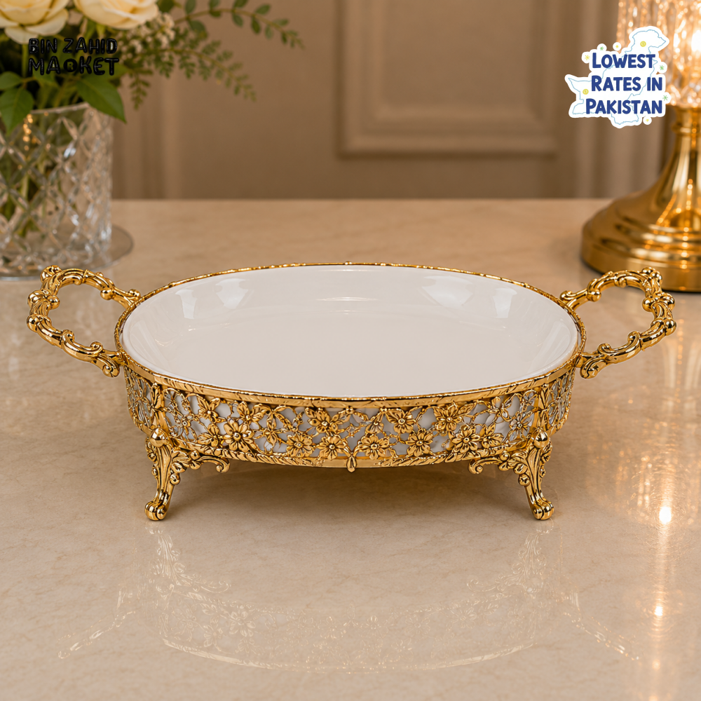 GOLDLUXA ROUND CERAMIC SERVING DISH - LARGE