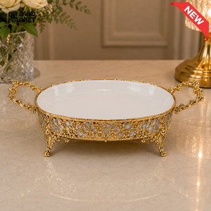 GOLDLUXA ROUND CERAMIC SERVING DISH - LARGE