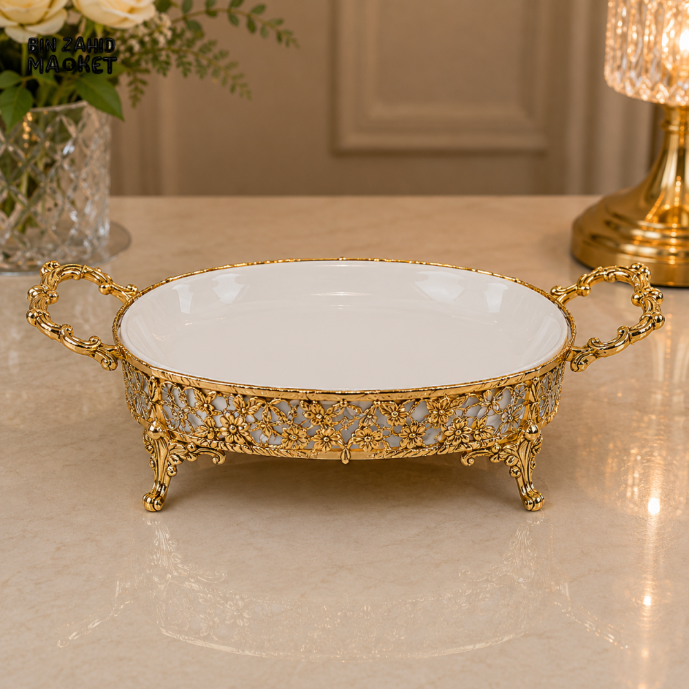 GOLDLUXA ROUND CERAMIC SERVING DISH - LARGE