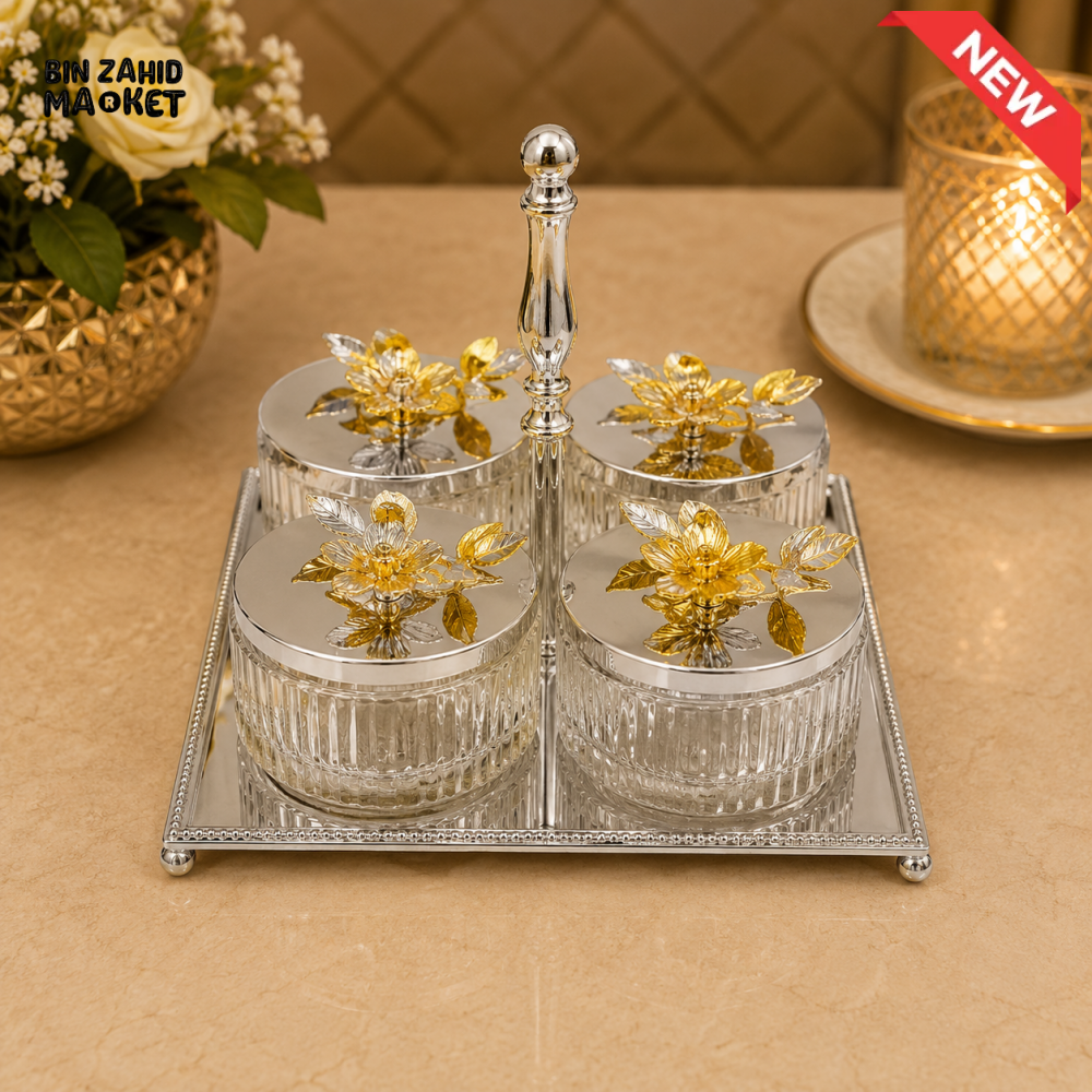 GOLDLUXA ROYAL CONDIMENT SET WITH TRAY