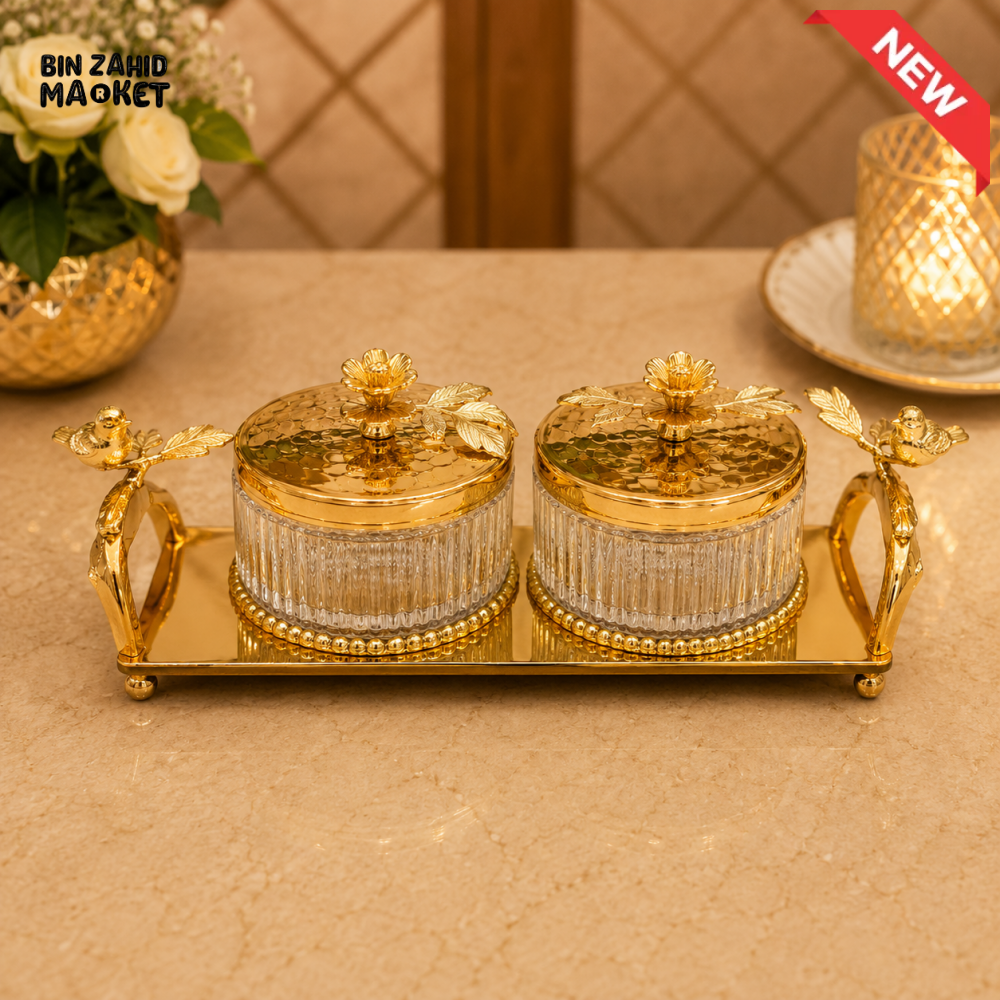 GOLDLUXA ROYAL CONDIMENT SET WITH TRAY