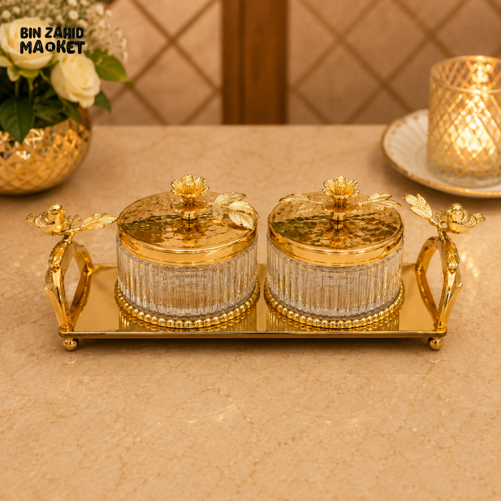 GOLDLUXA ROYAL CONDIMENT SET WITH TRAY