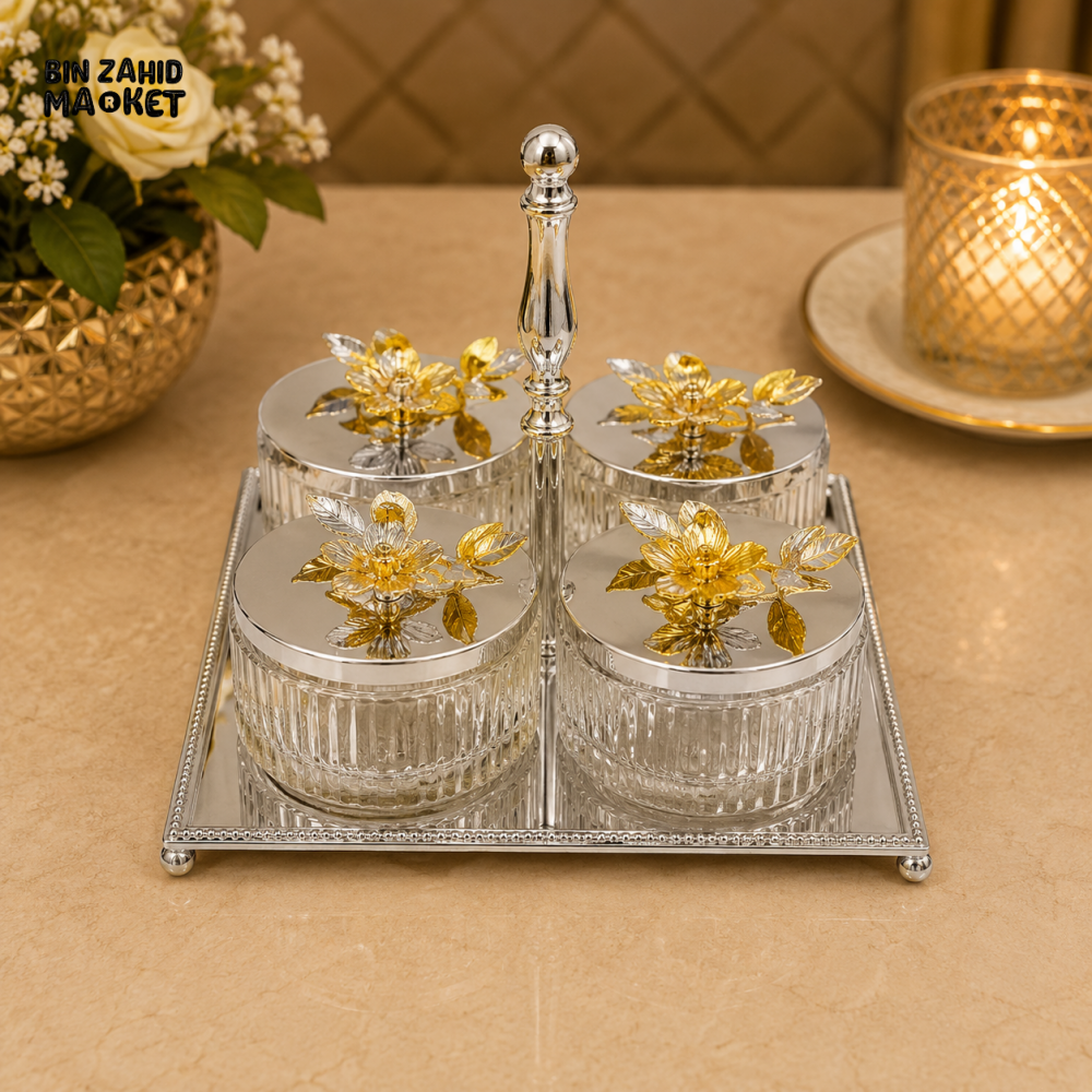 GOLDLUXA ROYAL CONDIMENT SET WITH TRAY