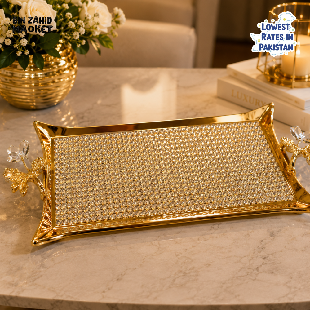 GOLDLUXA ROYAL CRYSTAL STEEL PLATTER