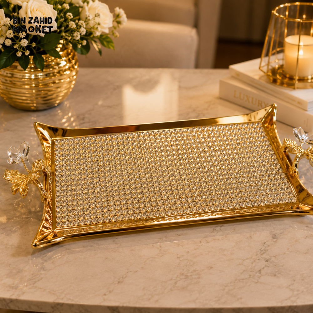 GOLDLUXA ROYAL CRYSTAL STEEL PLATTER