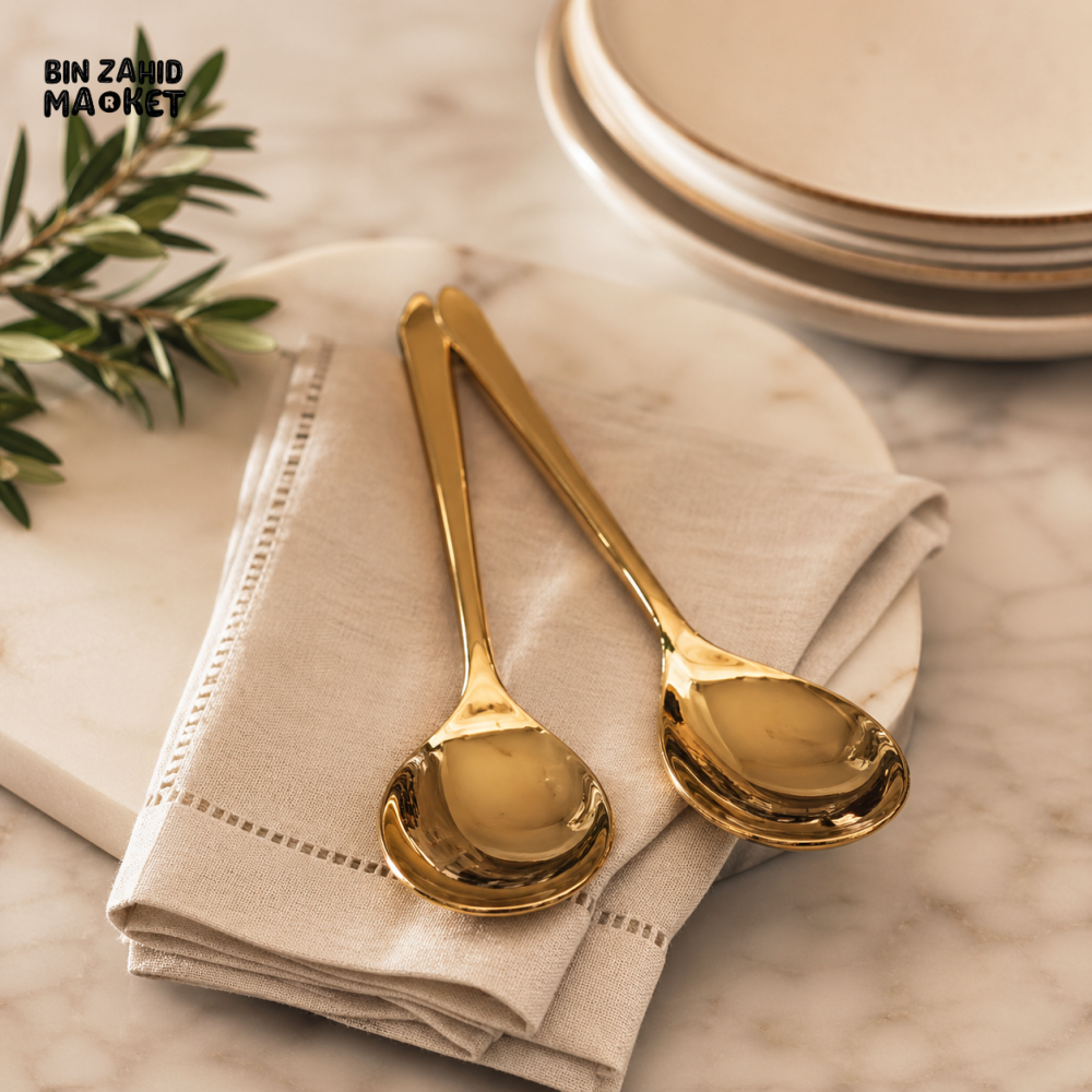 GOLDLUXA WINSOR GRAVY SERVING GOLDEN 2 PCS STAINLESS STEEL LADLE SET PREMIUM FINISH 7.5 INCH