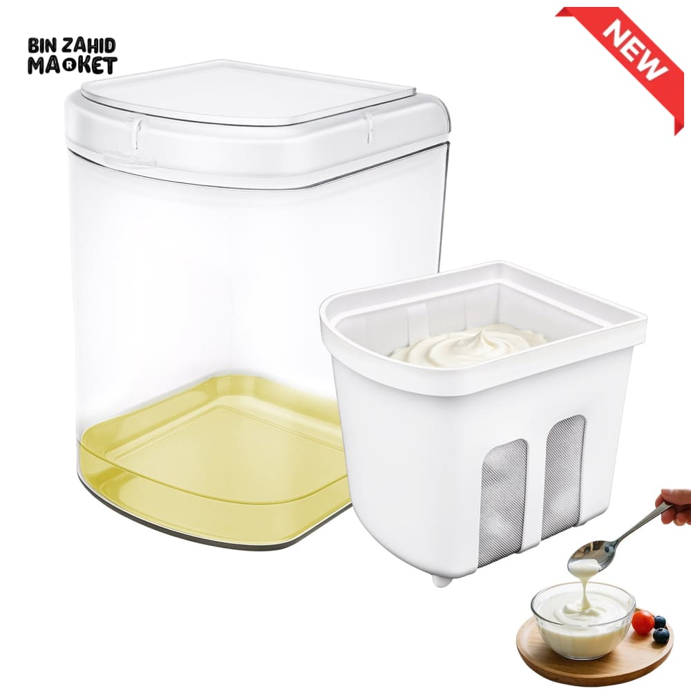 GREEK YOGURT MAKER & FILTER SIEVE – WHEY SEPARATOR & CHEESE MOISTURE STRAINER KITCHEN TOOL 1500ML - ROUNDED SQUARE
