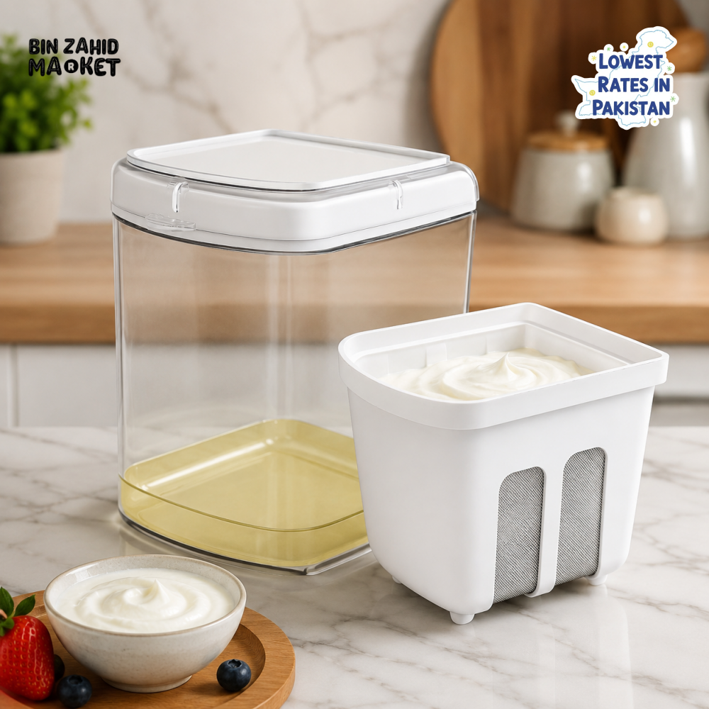 GREEK YOGURT MAKER & FILTER SIEVE – WHEY SEPARATOR & CHEESE MOISTURE STRAINER KITCHEN TOOL 1500ML - ROUNDED SQUARE