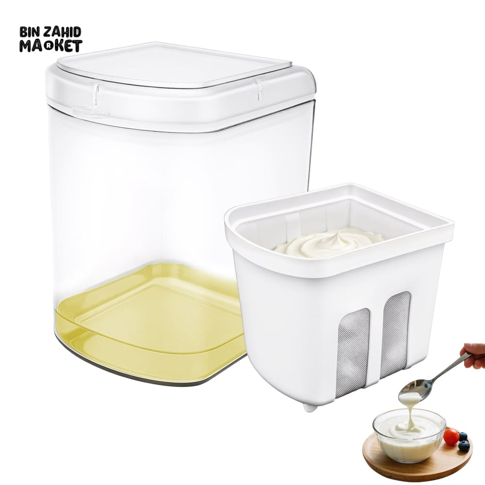 GREEK YOGURT MAKER & FILTER SIEVE – WHEY SEPARATOR & CHEESE MOISTURE STRAINER KITCHEN TOOL 1500ML - ROUNDED SQUARE