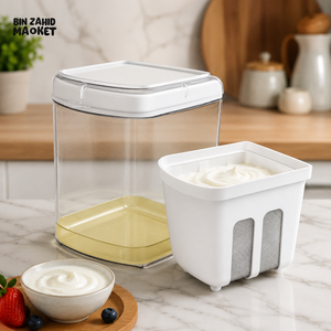 GREEK YOGURT MAKER & FILTER SIEVE – WHEY SEPARATOR & CHEESE MOISTURE STRAINER KITCHEN TOOL 1500ML - ROUNDED SQUARE