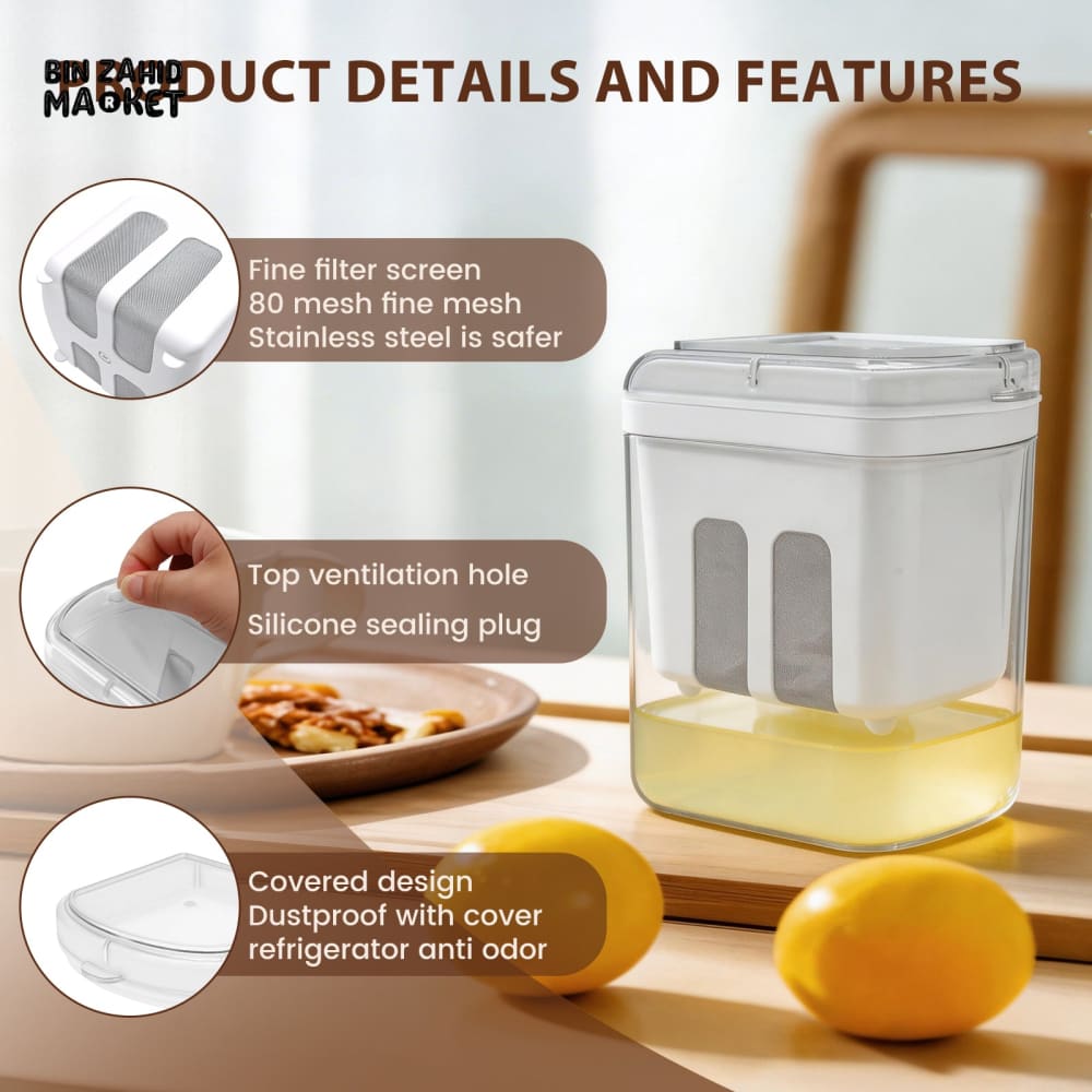 GREEK YOGURT MAKER & FILTER SIEVE – WHEY SEPARATOR & CHEESE MOISTURE STRAINER KITCHEN TOOL 1500ML - ROUNDED SQUARE