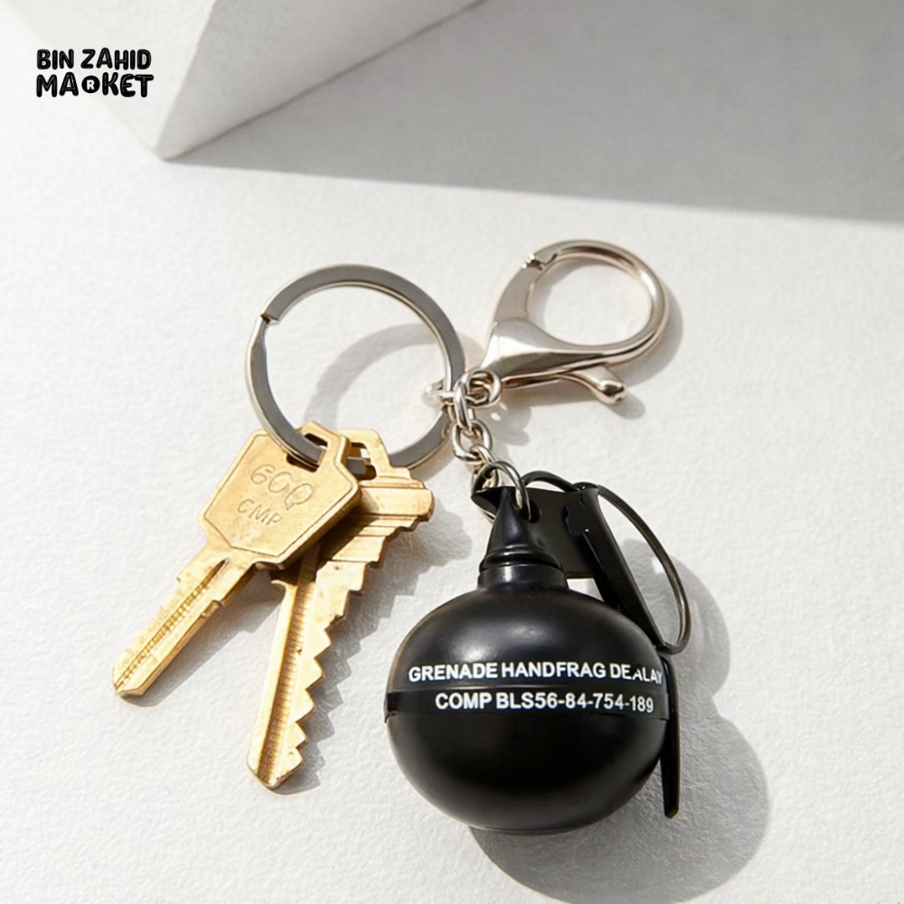 GRENADE STYLE KEYCHAIN – MINI MILITARY KEY RING BAG CHARM - Key Holders